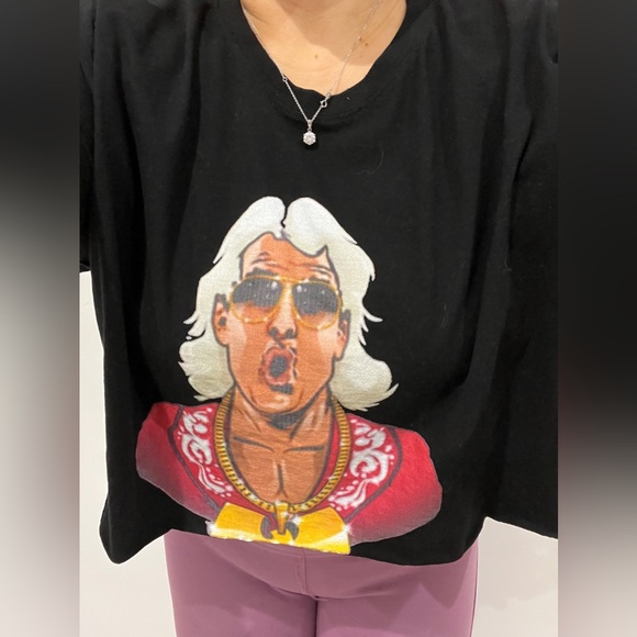 Vintage WOO Ric Flair Wu Tang Shirt Crop Top Wrestling WWE Breathe Oversize Boxy - Picture 7 of 11